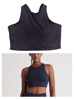 Quince Ultra Form High-Neck Cropped Workout Tank Top Deep Navy Size Large